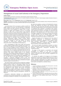 Camelia C Diaconu* — Management of Acute Limb Ischemia in the Emergency Department