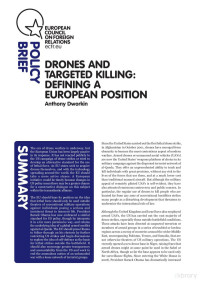 Dworkin — Drones and Targeted Killing; Defining a European Position, European Council on Foreign Relations (July, 2013)