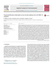 D. Meloni & D. Perra & R. Monaci & M.G. Cutrufello & E. Rombi & I. Ferino — Transesterification of Jatropha curcas oil and soybean oil on Al-SBA-15 catalysts