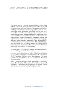 Early Philosophical Papers — Rorty 2014 Mind, Language, and Metaphilosophy