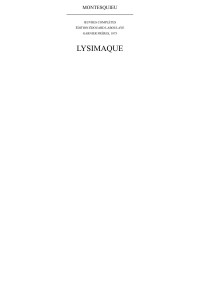 Montesquieu — Lysimaque
