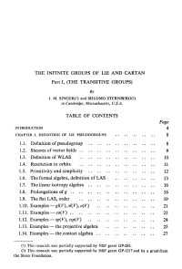 I. M. Singer, Shlomo Sternberg — The infinite groups of Lie and Cartan Part I, (The transitive groups)