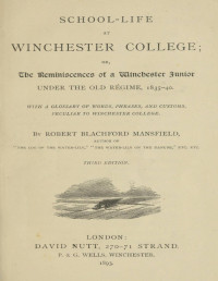 Robert Blachford Mansfield — School-life at Winchester College