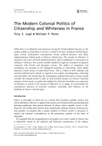 Juge & Perez — “The Modern Colonial Politics of Citizenship and Whiteness in France”
