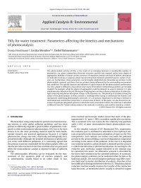 Donia Friedmann — TiO2 for water treatment: Parameters affecting the kinetics and mechanisms of photocatalysis