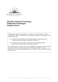 Board of Studies & NSW — 2010 HSC Industrial Technology Multimedia Technologies Sample Answers
