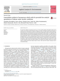 Chandima Weerakkody & Sourav Biswas & Wenqiao Song & Junkai He & Niluka Wasalathanthri & Shanka Dissanayake & David A. Kriz & Biswanath Dutta & Steven L. Suib — Controllable synthesis of mesoporous cobalt oxide for peroxide free catalytic epoxidation of alkenes under aerobic conditions