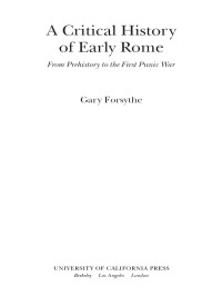 Gary Forsythe — Critical History of Early Rome