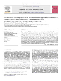 Brijesh S. Kadu — Efficiency and recycling capability of montmorillonite supported Feâ€“Ni bimetallic nanocomposites towards hexavalent chromium remediation