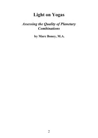 Marc Boney — Light on Yogas: Assessing the Quality of Planetary Combinations