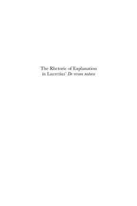 Markovic, Daniel; — The Rhetoric of Explanation in Lucretius' de Rerum Natura