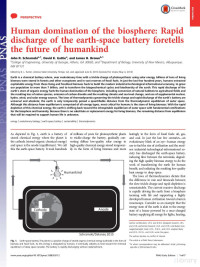 John R. Schramski, David K. Gattie, James H. Brown — Human Domination of the Biosphere, Rapid Discharge of the Earth-Space Battery Foretells the Future of Humankind