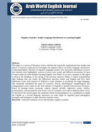 Sabah Salman Sabbah — Negative Transfer: Arabic Language Interference to Learning English