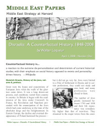 Middle East Strategy at Harvard — Disraelia: A Counterfactual History, 1848-2008, by Walter Laqueur