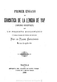 Padre capuchino — Primer ensayo y gramática de la iengua de Yap