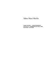 Sabre Inc. — Sabre Maxi-Merlin: User Guide - Maintenance Activity, Communication, and History System