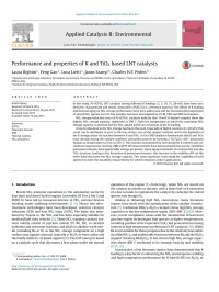 Laura Righini & Feng Gao & Luca Lietti & Janos Szanyi & Charles H.F. Peden — Performance and properties of K and TiO2 based LNT catalysts