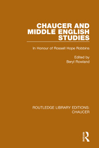 Rowland, Beryl; — Chaucer and Middle English Studies