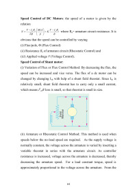 UOT — Speed Control of DC Motors: the speed of a motor is given by the relation