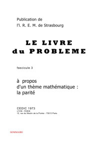 IREM de STRASBOURG — Livre du problème : La parité