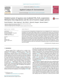 David Wiedmer & Einar Sagstuen & Ken Welch & Håvard J. Haugen & Hanna Tiainen — Oxidative power of aqueous non-irradiated TiO2-H2O2 suspensions: Methylene blue degradation and the role of reactive oxygen species