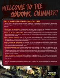 Catalyst Game Labs — Shadowrun: Welcome to the Shadows, Chummer!
