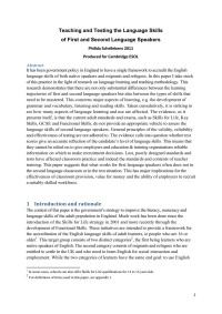 Owner — Microsoft Word - Teaching & Testing the Language Skills of First and Second Language Speakers Cambridge ESOL PS November11