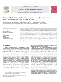 Justo Lobato — Testing PtRu/CNF catalysts for a high temperature polybenzimidazole-based direct ethanol fuel cell. Effect of metal content