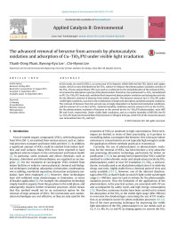 Thanh-Dong Pham & Byeong-Kyu Lee & Chi-Hyeon Lee — The advanced removal of benzene from aerosols by photocatalytic oxidation and adsorption of Cu–TiO2/PU under visible light irradiation