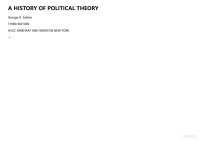 George H. Sabine — A history of politics theory