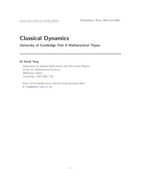 David Tong — Classical Dynamics