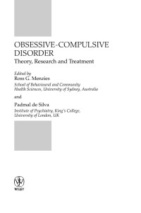Ross G. Menzies, Padmal de Silva — Obsessive-Compulsive Disorder: Theory, Research and Treatment