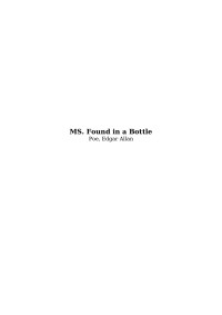 Poe, Edgar Allan — MS. Found in a Bottle