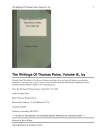 Unknown — The Writings of Thomas Paine, Volume III