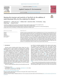 Jungseob So — Steering the structure and reactivity of Ag/Al2O3 by the addition of multi-functional WOx for NOx reduction by ethanol