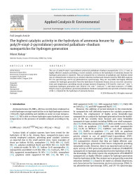 Murat Rakap — The highest catalytic activity in the hydrolysis of ammonia borane by poly(N-vinyl-2-pyrrolidone)-protected palladium–rhodium nanoparticles for hydrogen generation