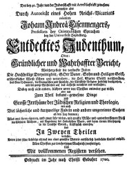 Johann Andreas Eisenmenger — Entdecktes Judenthum
