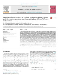 M. Gallastegi-Villa & A. Aranzabal & J.A. González-Marcos & J.R. González-Velasco & Chemical Technologies for Environmental Sustainability — Metal-loaded ZSM5 zeolites for catalytic purification of dioxin/furans and NOx containing exhaust gases from MWI plants: Effect of different metal cations