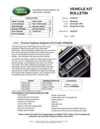 Rover — Bulletin VKM0407 - Personal Telephone Integration (PTI) Cradle XVE500020