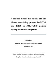 Nisha Rao — A role for histone H3, histone H4 and histone associating proteins DNMT3A and PHF6 in JAK2V617F positive myeloproliferative neoplasms