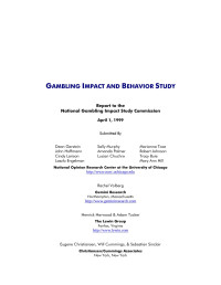 Report of the National Gambling Impact Studying Comission — Gambling Impact and Behavior Study