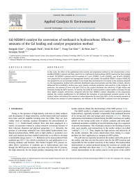 Sungtak Kim & Gyungah Park & Seok Ki Kim & Yong Tae Kim & Ki-Won Jun & Geunjae Kwak — Gd/HZSM-5 catalyst for conversion of methanol to hydrocarbons_ Effects of amounts of the Gd loading and catalyst preparation method