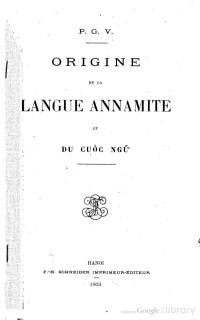 P.G.Vallot — Origine de la langue annamite et du cuoĉ ngu