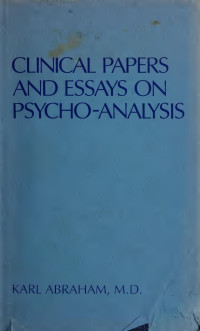 Karl Abraham & Hilda C. Abraham — CLINICAL PAPERS & ESSAYS (Brunner/Mazel classics in psychoanalysis)