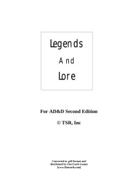 (C) TSR, Inc. — AD&D Legends And Lore