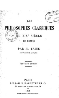 Hippolyte Taine — Les Philosophes classiques du XIXe siècle en France (1857)