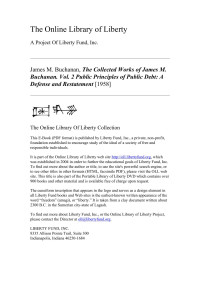 Unknown — Online Library of Liberty: The Collected Works of James M. Buchanan. Vol. 2 Public Principles of Public Debt: A Defense and Restatement - Portable Library of Liberty