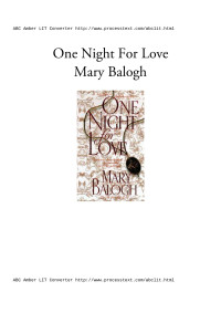 Mary Balogh — One Night for Love