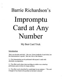 Unknown — Barrie Richardson Impromptu Card At Any Number