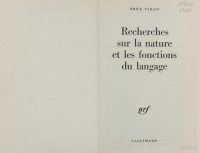 Brice Parain — Recherches sur la nature et les fonctions du langage (1942)